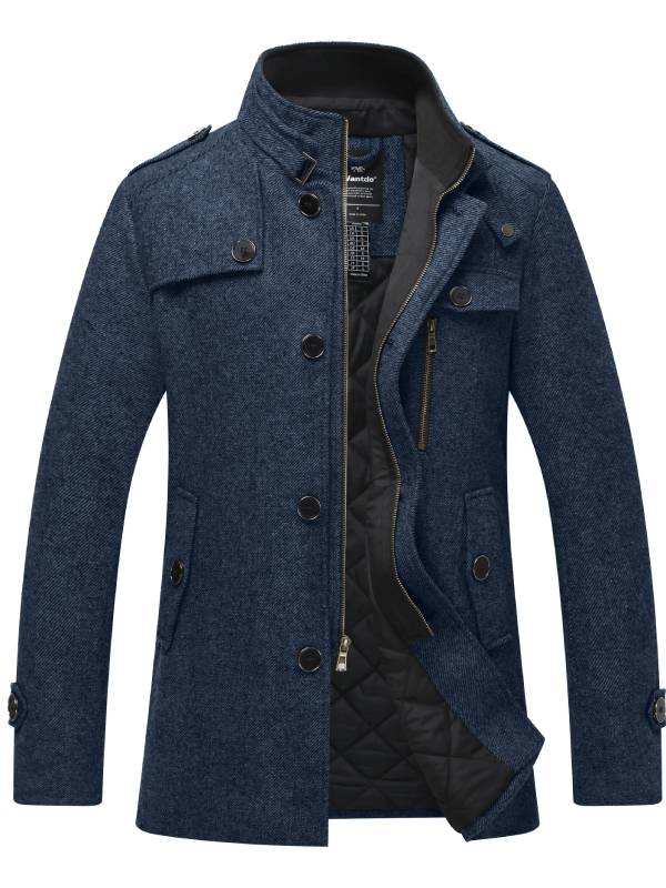 Bequemer Langer Wollmantel Mit Reißverschluss Und Knopf Für Herren | Perfekt für alltägliche Outfits