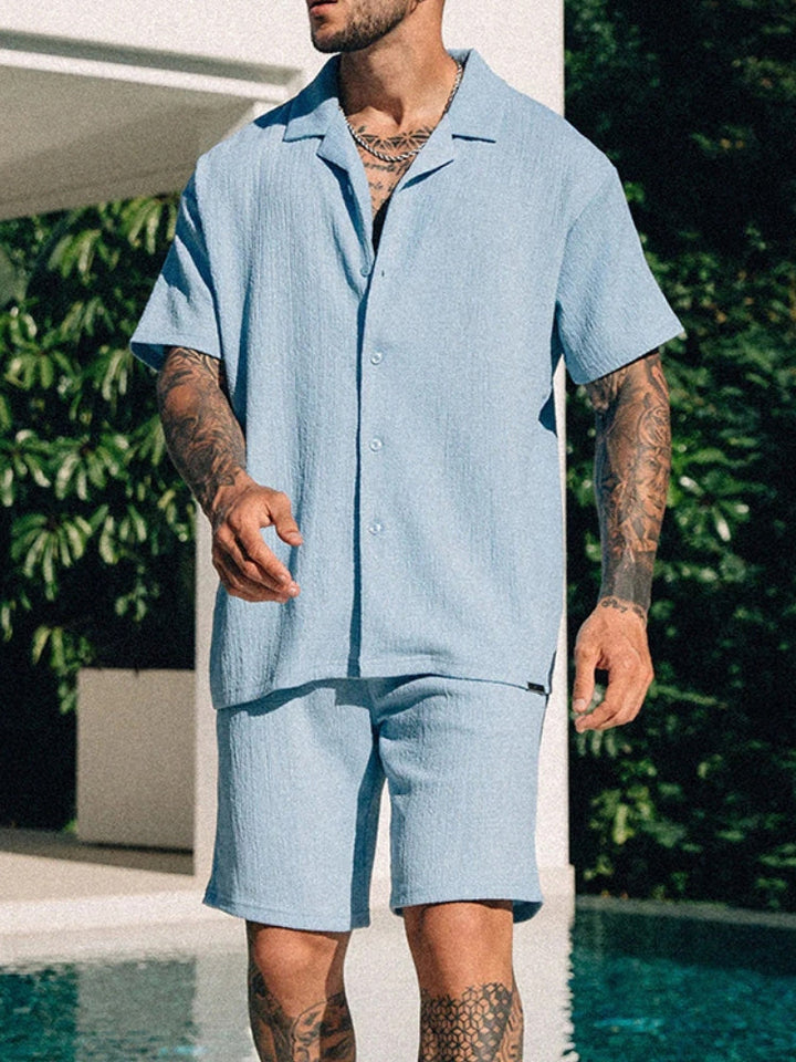 Relaxed Sommer Set Strandhemd und Shorts für Herren