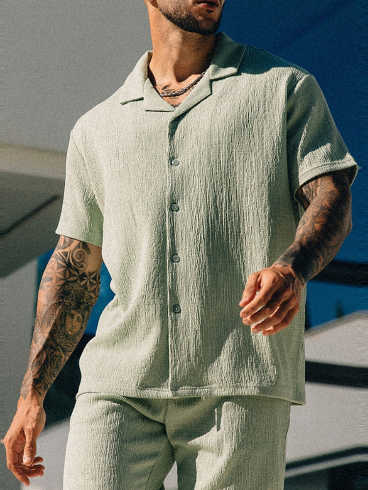 Relaxed Sommer Set Strandhemd und Shorts für Herren