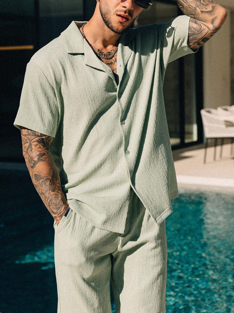 Relaxed Sommer Set Strandhemd und Shorts für Herren
