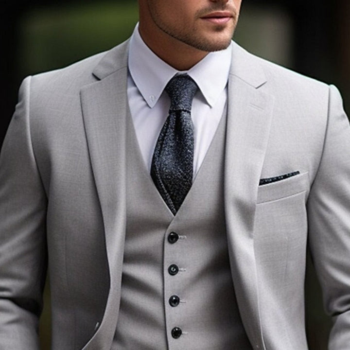 Men's Wedding Suit Light Gray 3-piece Set | Mario