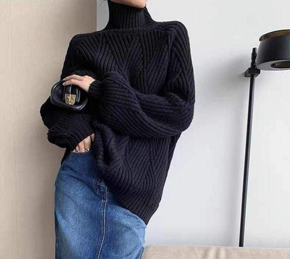 Lucia Comér - Pull à col roulé noir