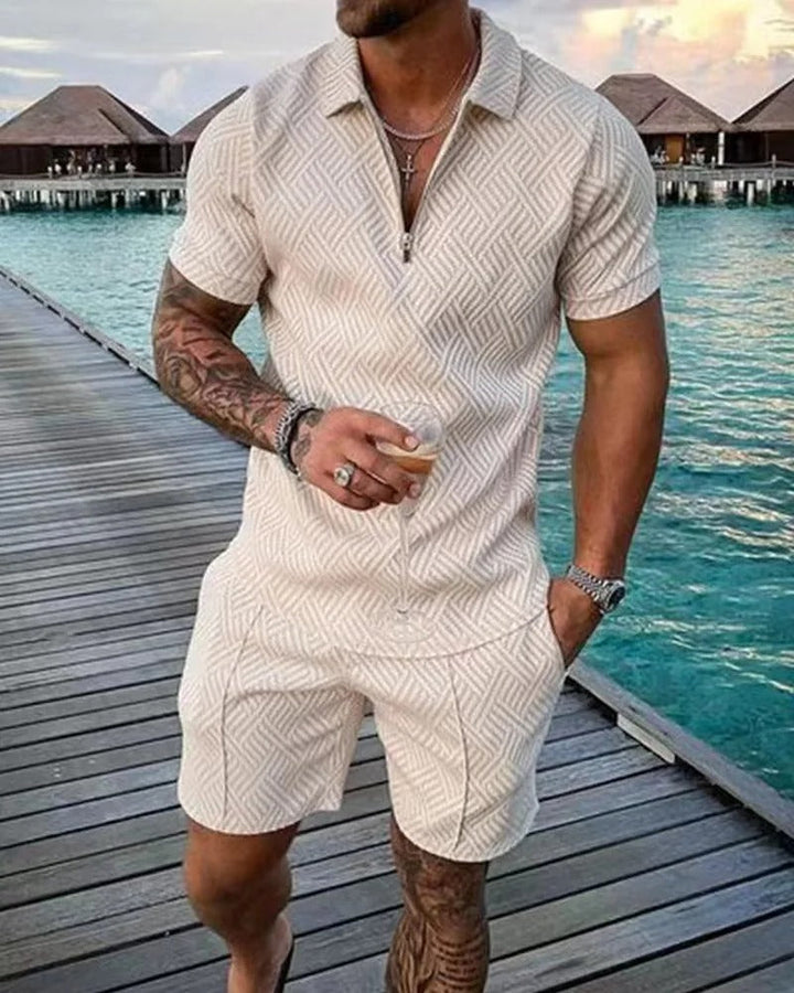 Top estivo da spiaggia con scollo a V, set 2 pezzi per uomo