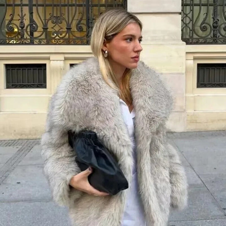 Milena - cappotto in pelliccia sintetica | ideale come cappotto per ogni occasione