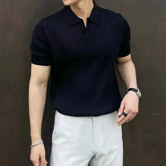 Polo homme avec structure tricotée – T-shirt à manches courtes coupe slim pour affaires, loisirs & été – Chemise classique élégante avec col