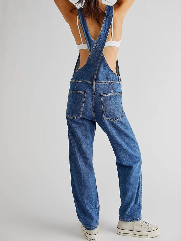 Damen Latzhose aus Denim – Locker geschnittene Jeans-Overall im Vintage Streetstyle | Verstellbare Träger