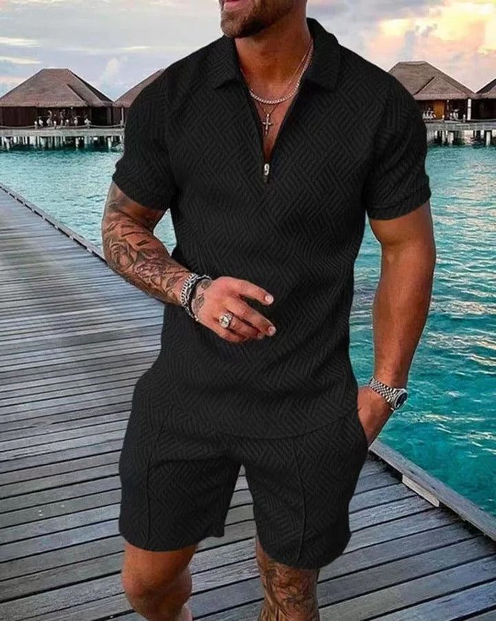 Top estivo da spiaggia con scollo a V, set 2 pezzi per uomo