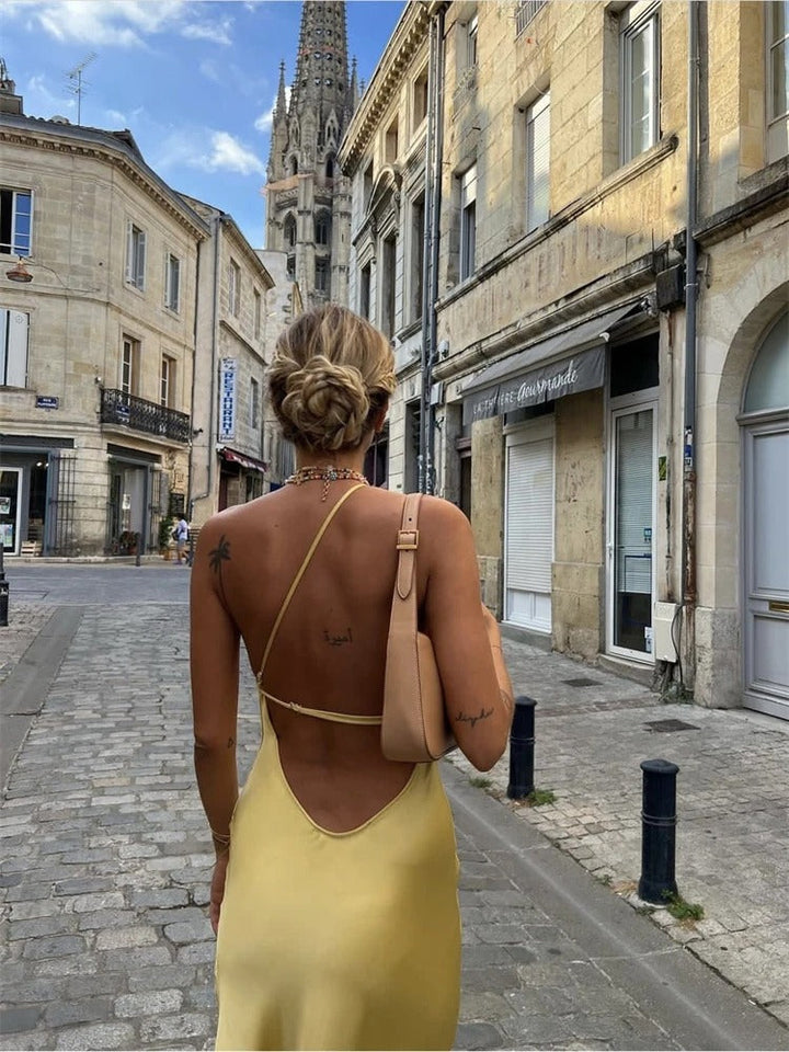 Adelaide - Elegante vestito midi giallo