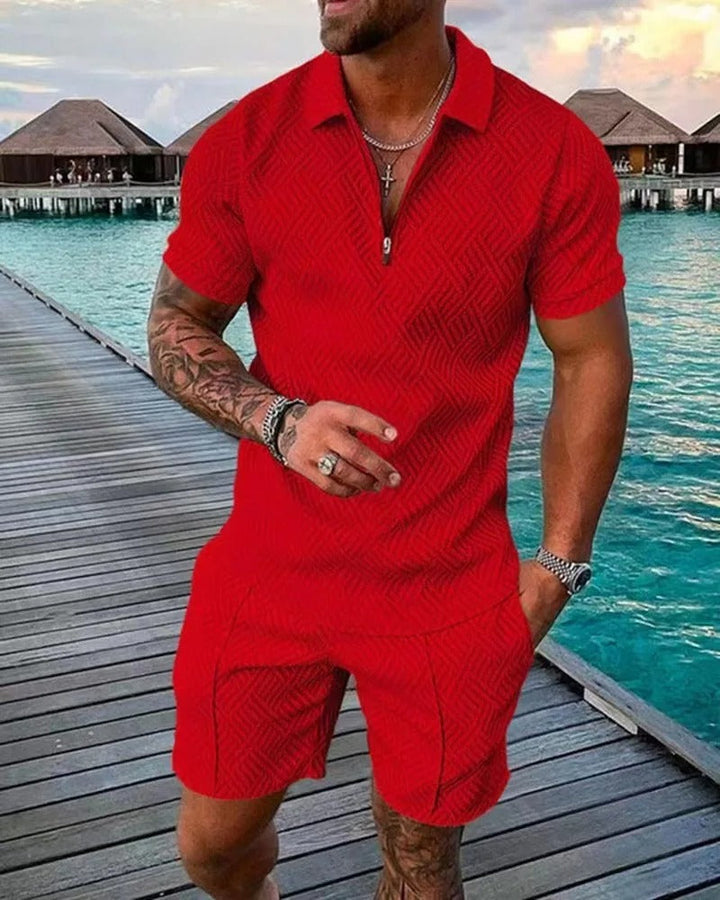 Top estivo da spiaggia con scollo a V, set 2 pezzi per uomo