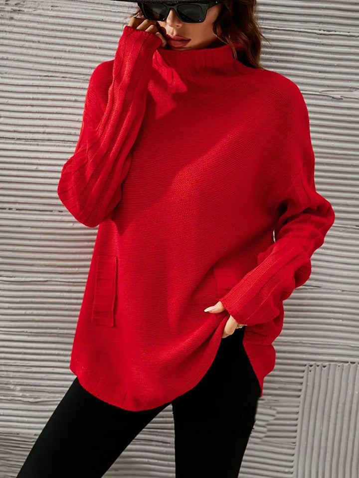 Maglione oversize rosso con collo alto