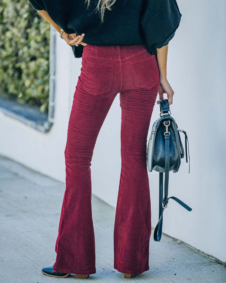 Laure - Taille élastique Pantalon décontracté Pantalon évasé mince