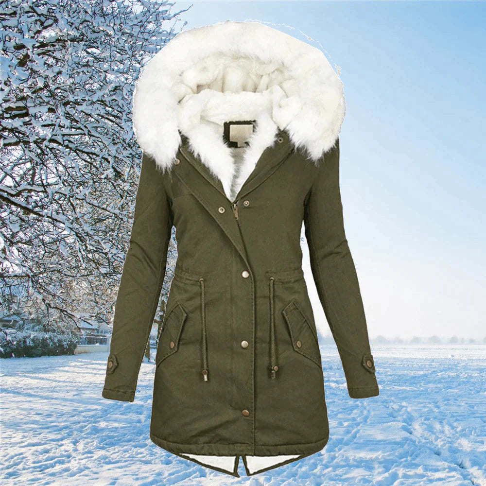 Parka-manteau Scarlett avec capuche et doublure en fourrure