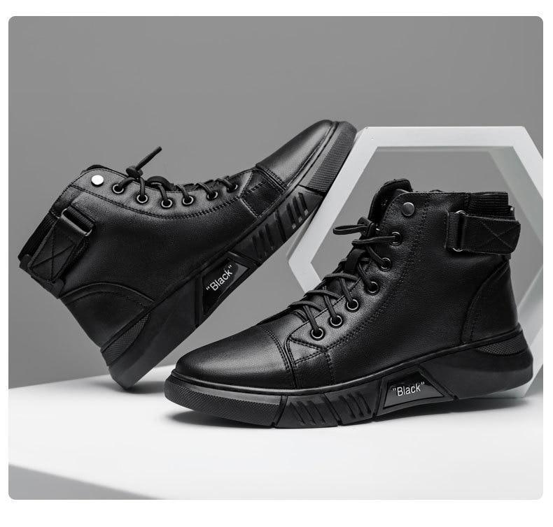 Martini - Bottes robustes pour hommes en cuir noir