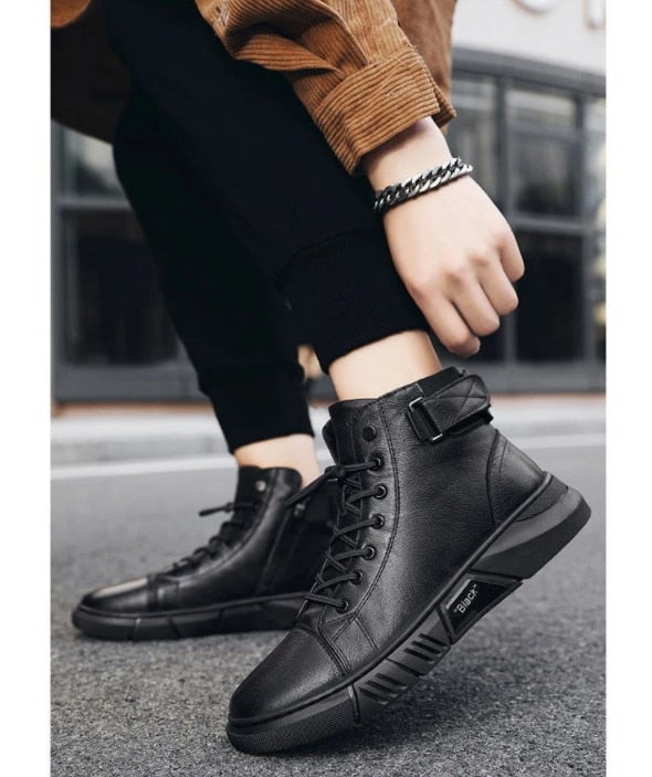 Martini - Bottes robustes pour hommes en cuir noir