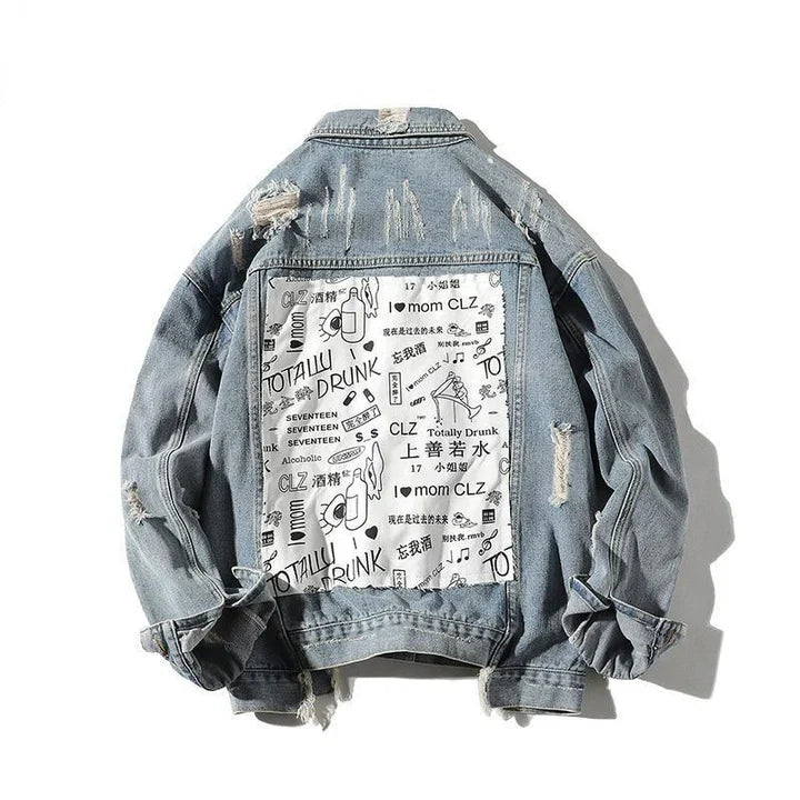 Mesha - veste en jean homme avec écusson au dos