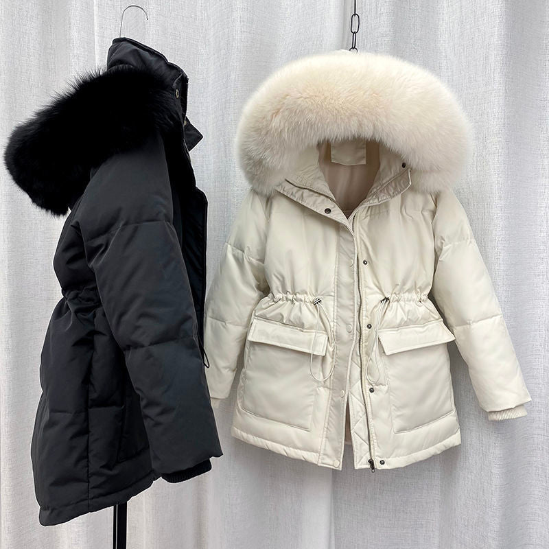 Parka invernale elegante con cappuccio in pelliccia per donna | Perfetto per attività all'aperto