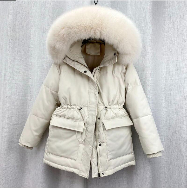 Parka invernale elegante con cappuccio in pelliccia per donna | Perfetto per attività all'aperto