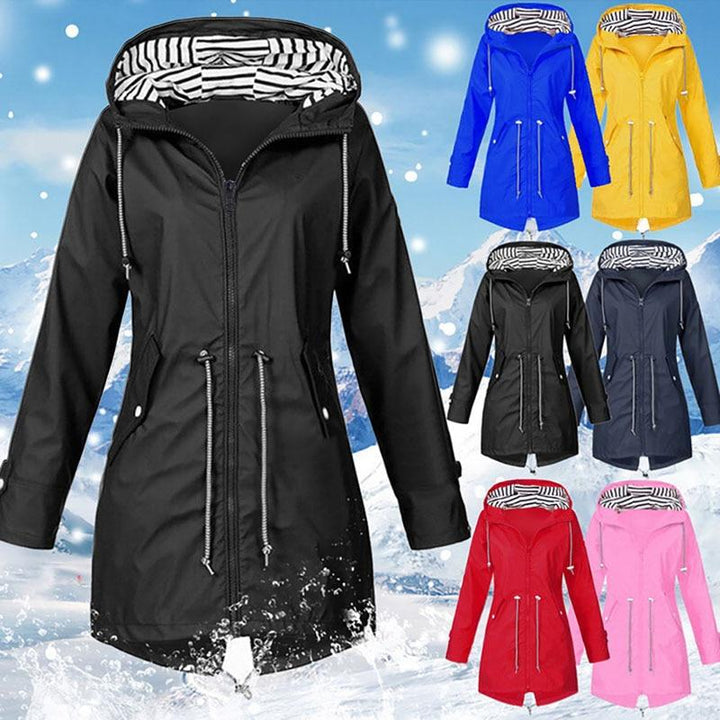 Veste de pluie imperméable classique et élégante avec capuche pour femmes | Style classique & idéal pour les activités de plein air