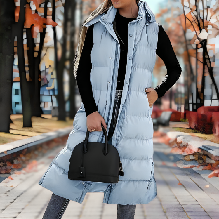 Stylischer Ärmelloser Langer Daunenparka Für Damen | Perfekt für Outdoor-Aktivitäten