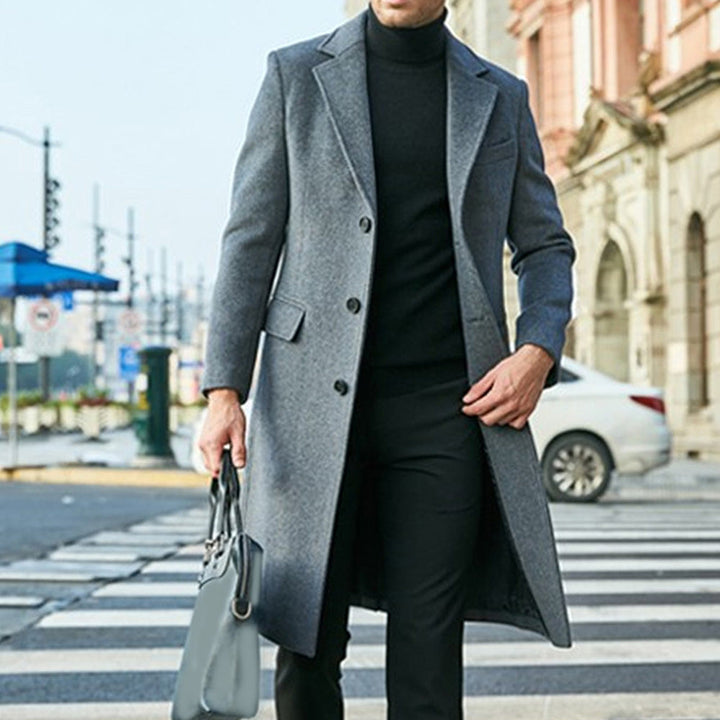 Manteau homme mince et coupe-vent en laine avec boutons