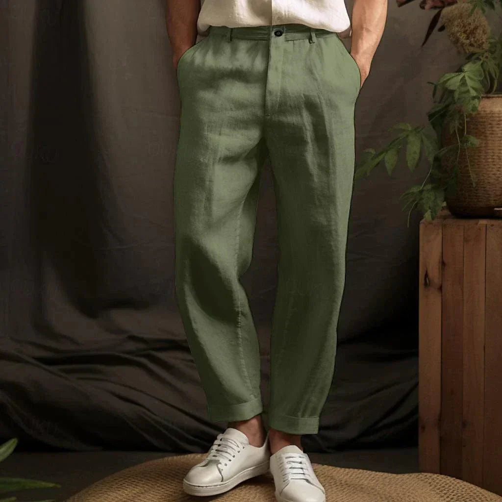 Elton - Pantalon décontracté en lin pour homme pour l'été