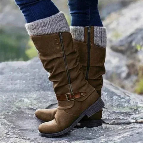 Casual Overknee Winterstiefel aus Veganem Leder für Damen | Perfekt für den Alltag