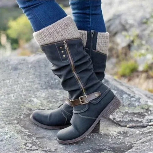 Casual Overknee Winterstiefel aus Veganem Leder für Damen | Perfekt für den Alltag
