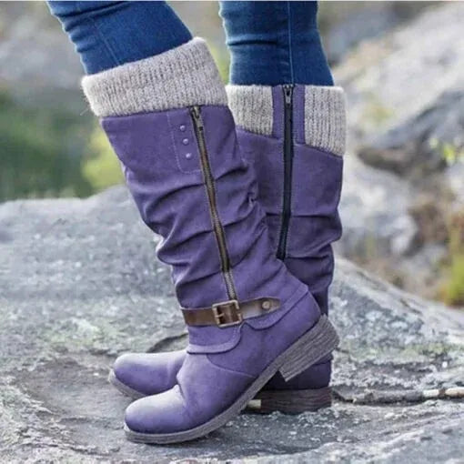 Casual Overknee Winterstiefel aus Veganem Leder für Damen | Perfekt für den Alltag