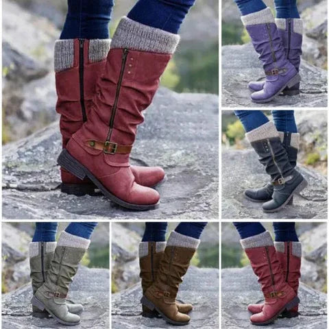 Casual Overknee Winterstiefel aus Veganem Leder für Damen | Perfekt für den Alltag