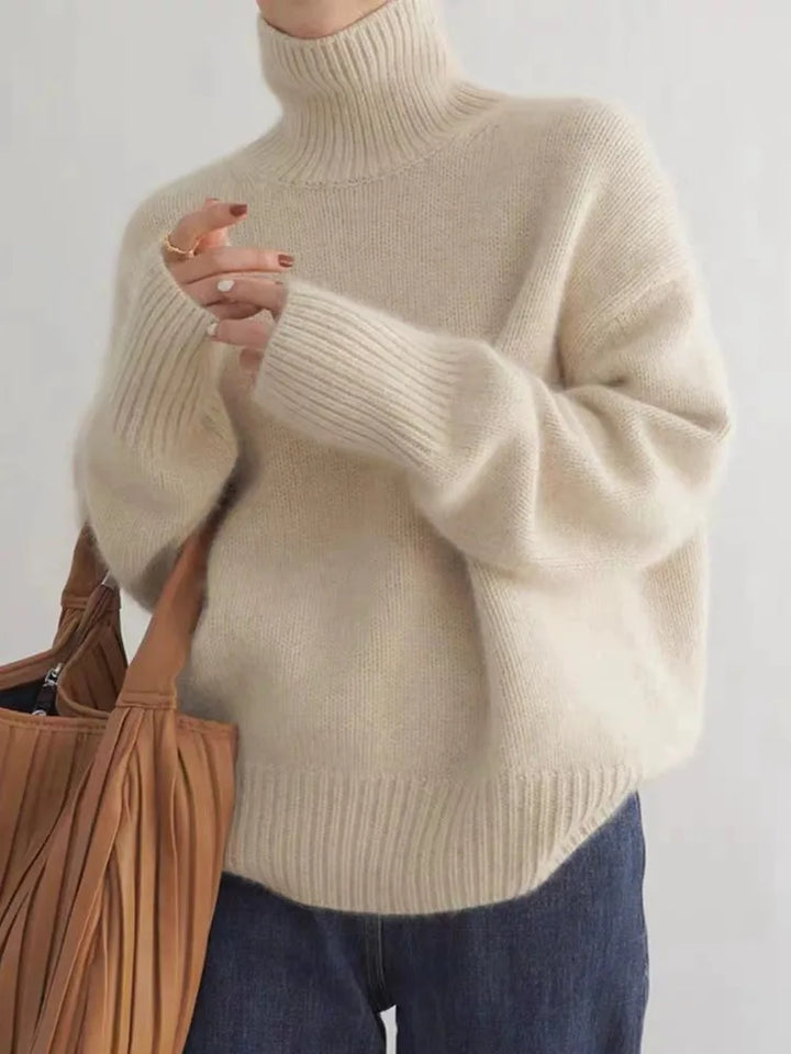 Oversize Rollkragenpullover Damen – Weicher Strickpullover im Minimal-Style für Herbst & Winter