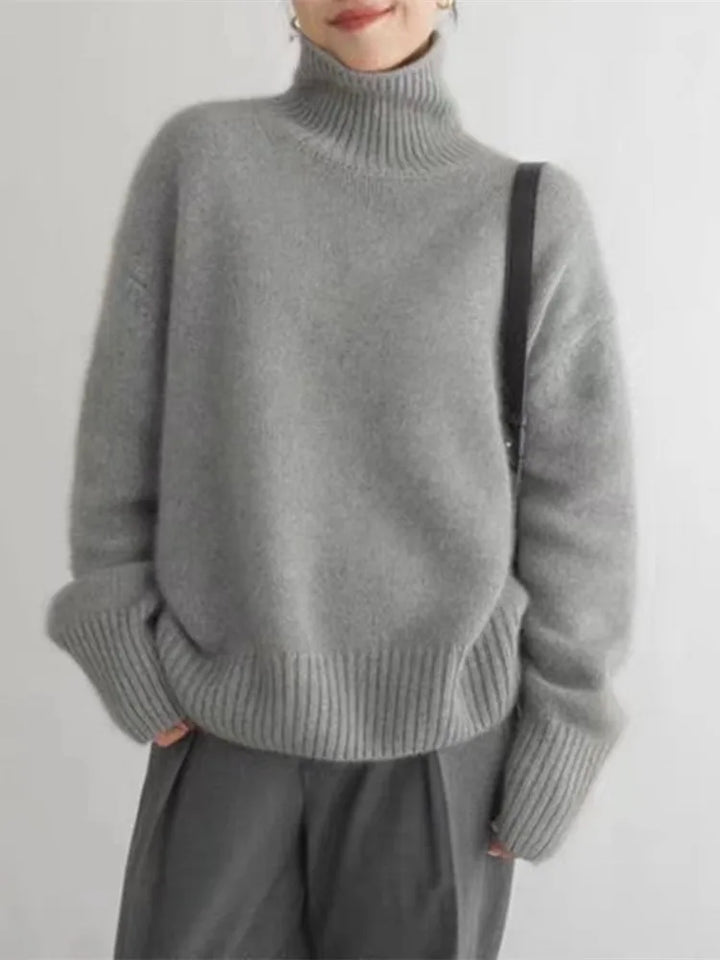 Oversize Rollkragenpullover Damen – Weicher Strickpullover im Minimal-Style für Herbst & Winter