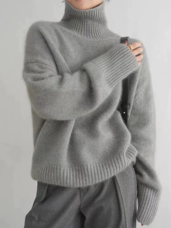 Oversize Rollkragenpullover Damen – Weicher Strickpullover im Minimal-Style für Herbst & Winter