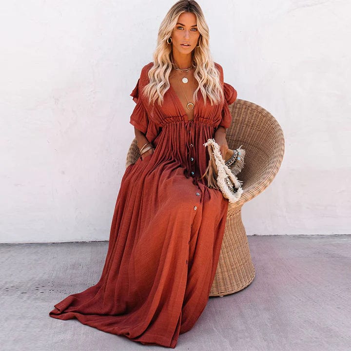 Leichtes Strandkleid mit lockerer Passform und fließendem Design – Perfekt für Sommerurlaub & Strandspaziergänge