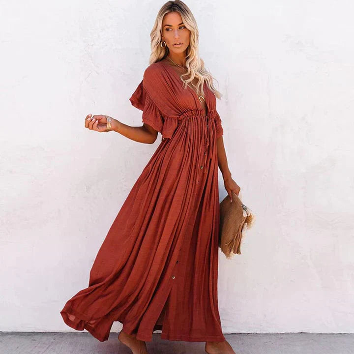Leichtes Strandkleid mit lockerer Passform und fließendem Design – Perfekt für Sommerurlaub & Strandspaziergänge