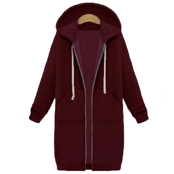 Roza - un sweat-shirt pour femmes à coupe longue avec fermeture à glissière