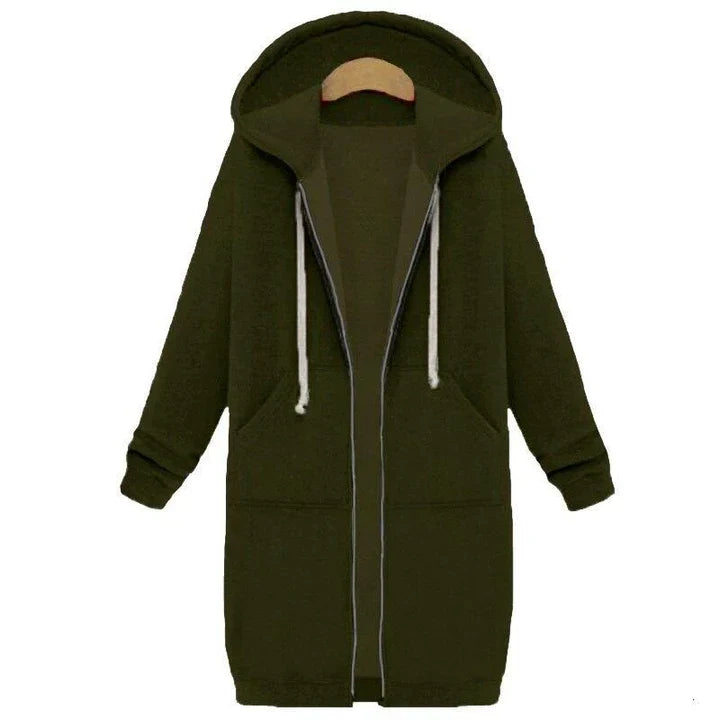 Roza - un sweat-shirt pour femmes à coupe longue avec fermeture à glissière