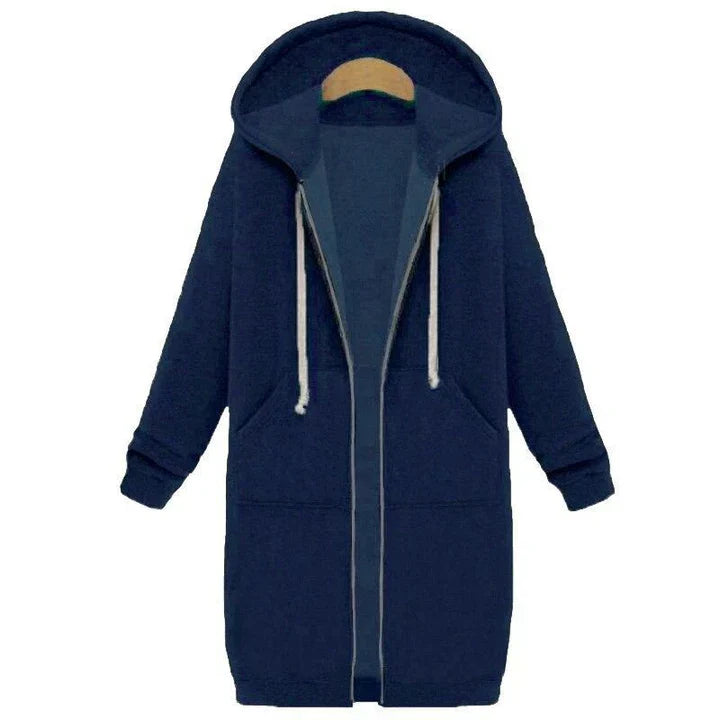 Roza - un sweat-shirt pour femmes à coupe longue avec fermeture à glissière