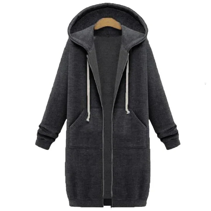 Roza - un sweat-shirt pour femmes à coupe longue avec fermeture à glissière