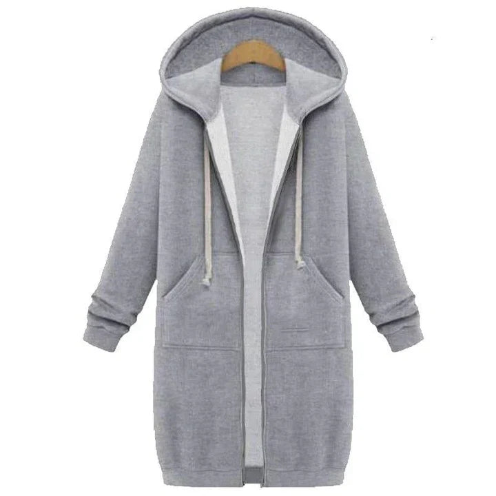 Roza - un sweat-shirt pour femmes à coupe longue avec fermeture à glissière