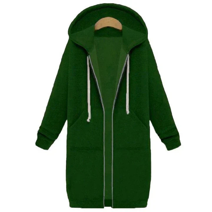 Roza - un sweat-shirt pour femmes à coupe longue avec fermeture à glissière