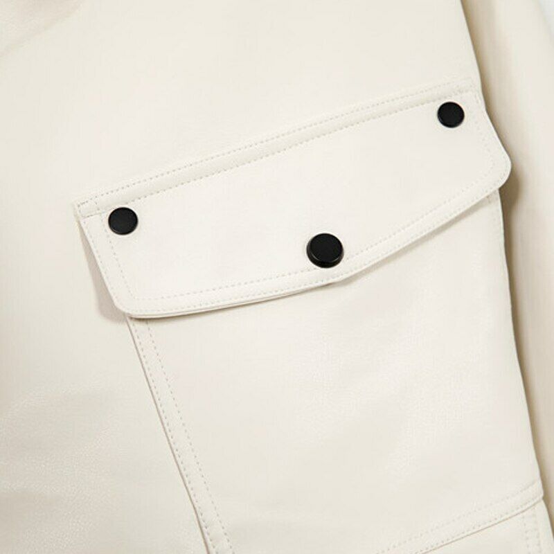 Giacca in pelle oversize con bottoni elegante per donna | Perfetta per le mezze stagioni
