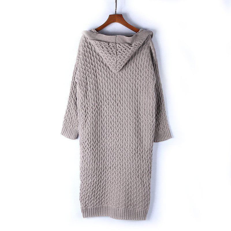 Sabinea - Gilet en tricot chaud pour femme avec capuche