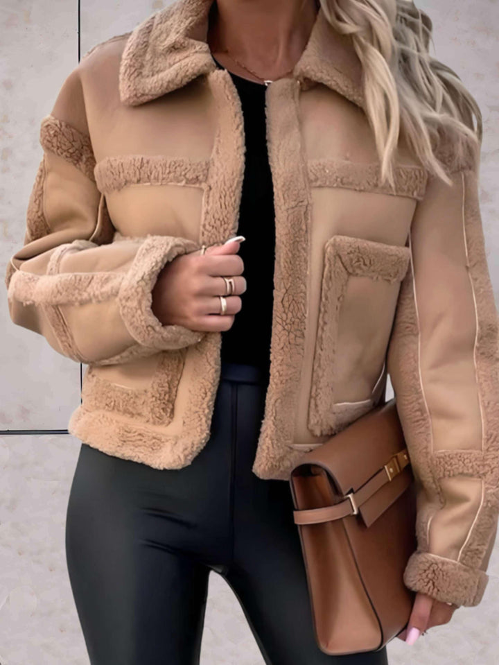 Zoee - Elegante cappotto di lana con colletto di pelliccia