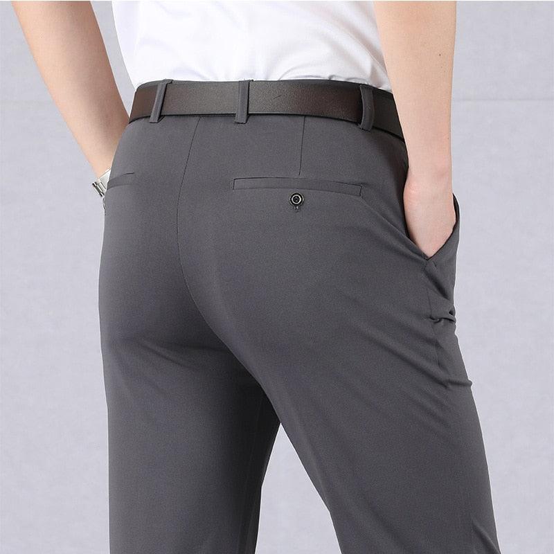 Pantalon d'affaires stretch pour hommes – Pantalon de costume confortable avec ceinture élastique pour bureau et quotidien