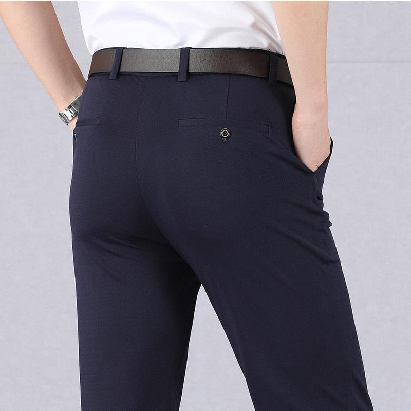 Pantalon d'affaires stretch pour hommes – Pantalon de costume confortable avec ceinture élastique pour bureau et quotidien
