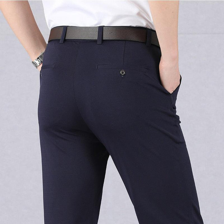 Pantalon d'affaires stretch pour hommes – Pantalon de costume confortable avec ceinture élastique pour bureau et quotidien