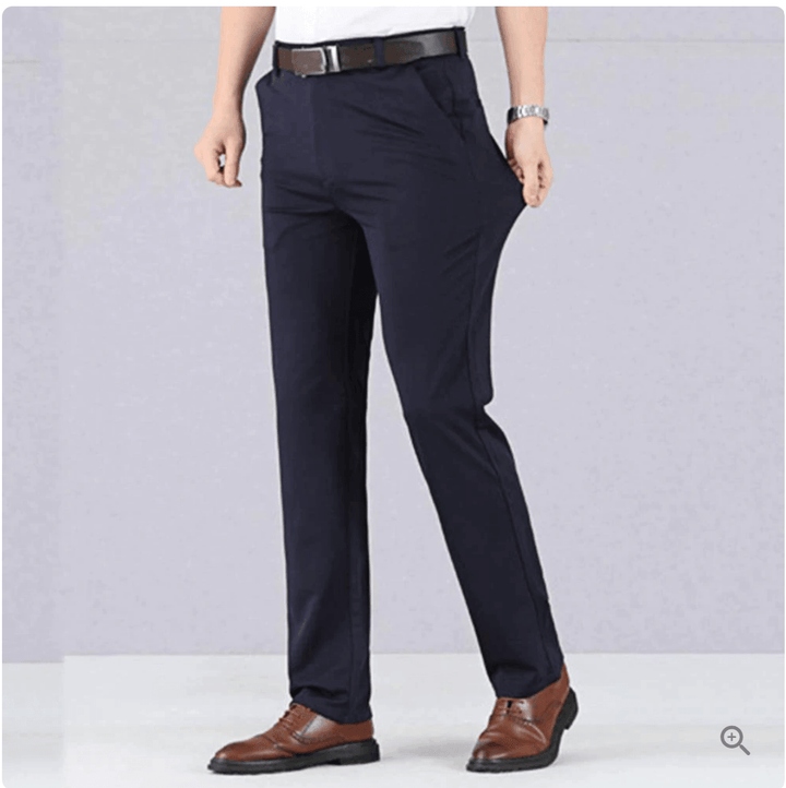 Pantalon d'affaires stretch pour hommes – Pantalon de costume confortable avec ceinture élastique pour bureau et quotidien