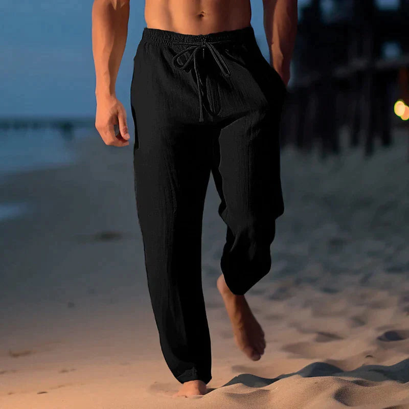 Lässige Herren Leinenhose mit Kordelzug – Atmungsaktive Sommerhose für Strand, Freizeit & Urlaub