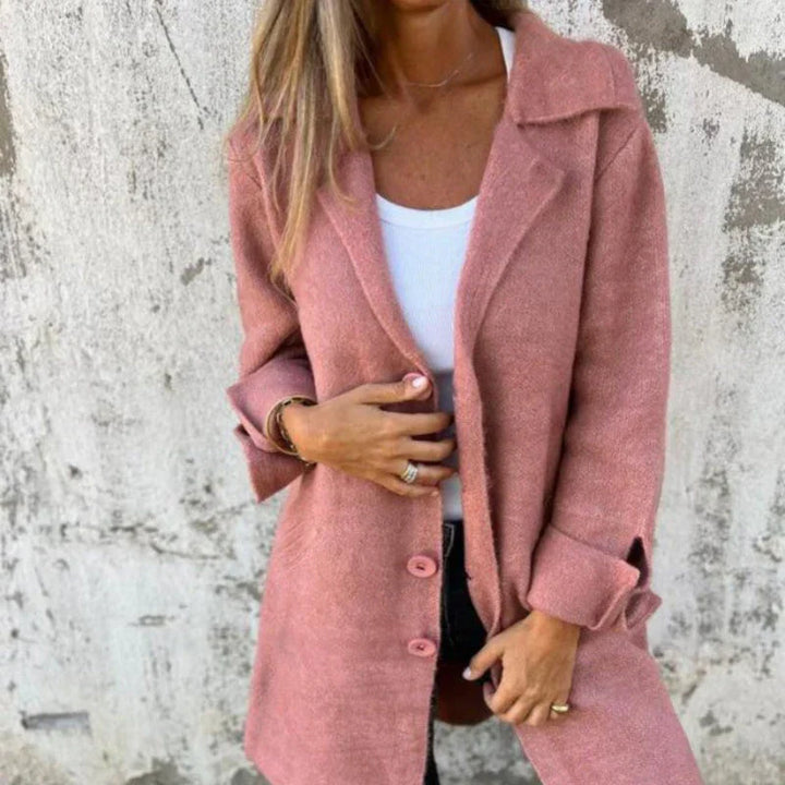 Rozlyn | veste mi-longue confortable avec poignets retournés