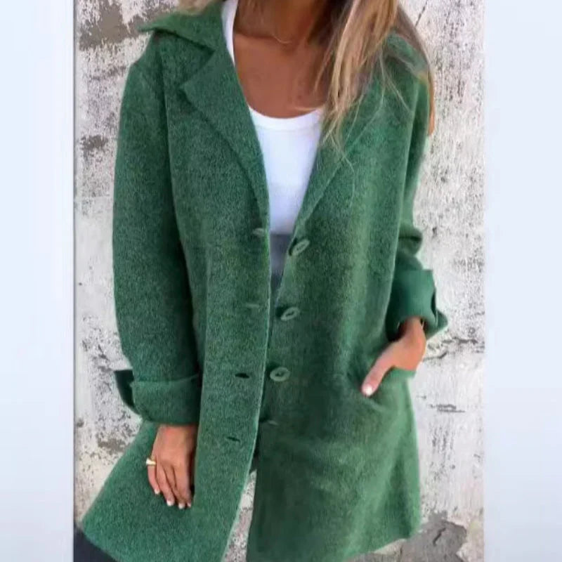 Rozlyn | veste mi-longue confortable avec poignets retournés